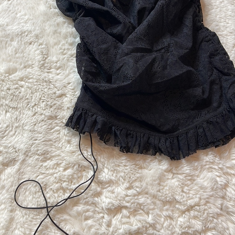 NWT For Love & Lemons Lace Ruched Mini Dress - SIZE: S - Picture 3 of 8